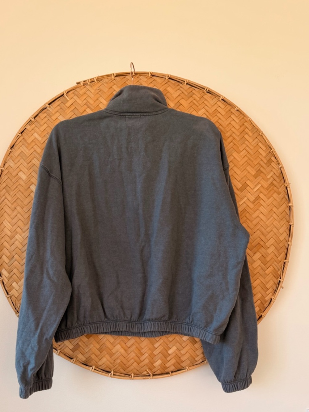 WOMEN'S SUNDRY MIXED MEDIA HALF ZIP POPOVER GREY SWEATSHIRT GORP-CORE PREPPY - Picture 12 of 12